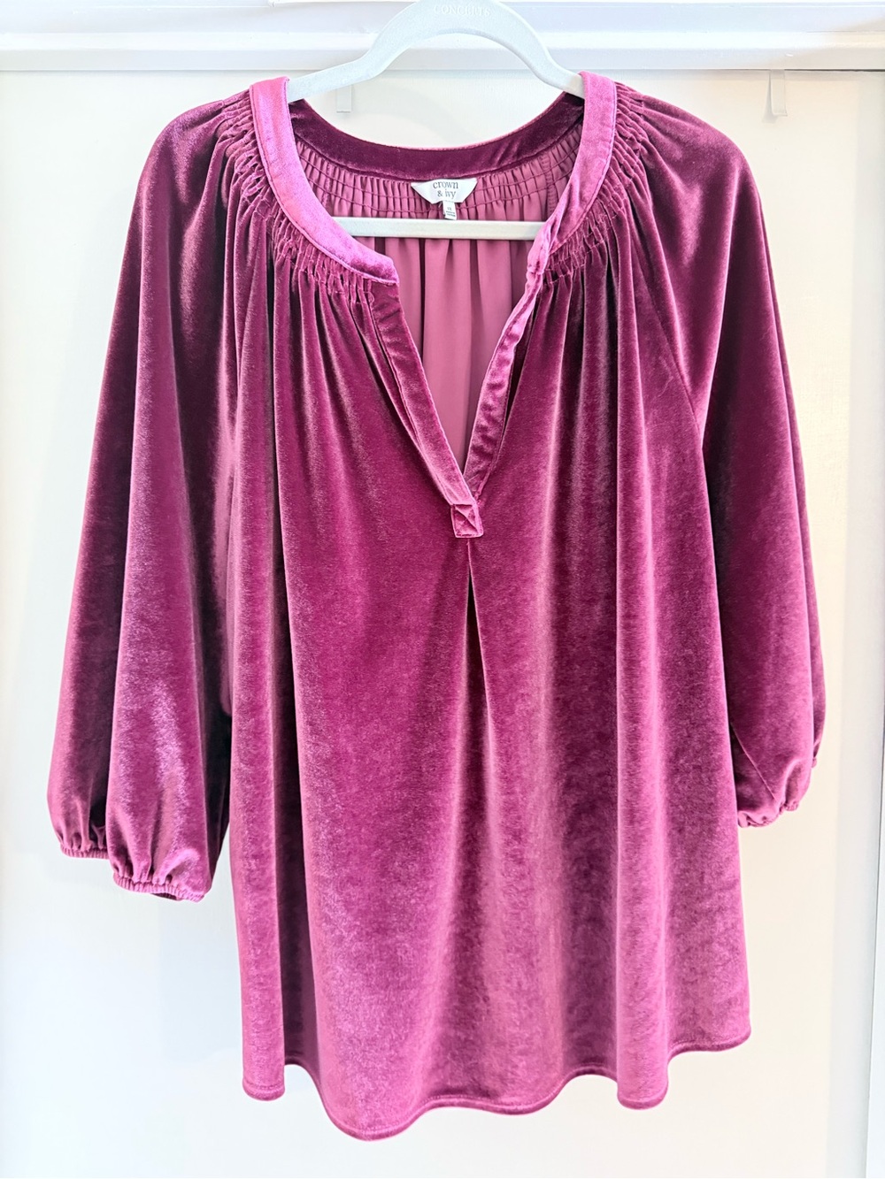 crown & ivy Velvet Blouse in Rosewood